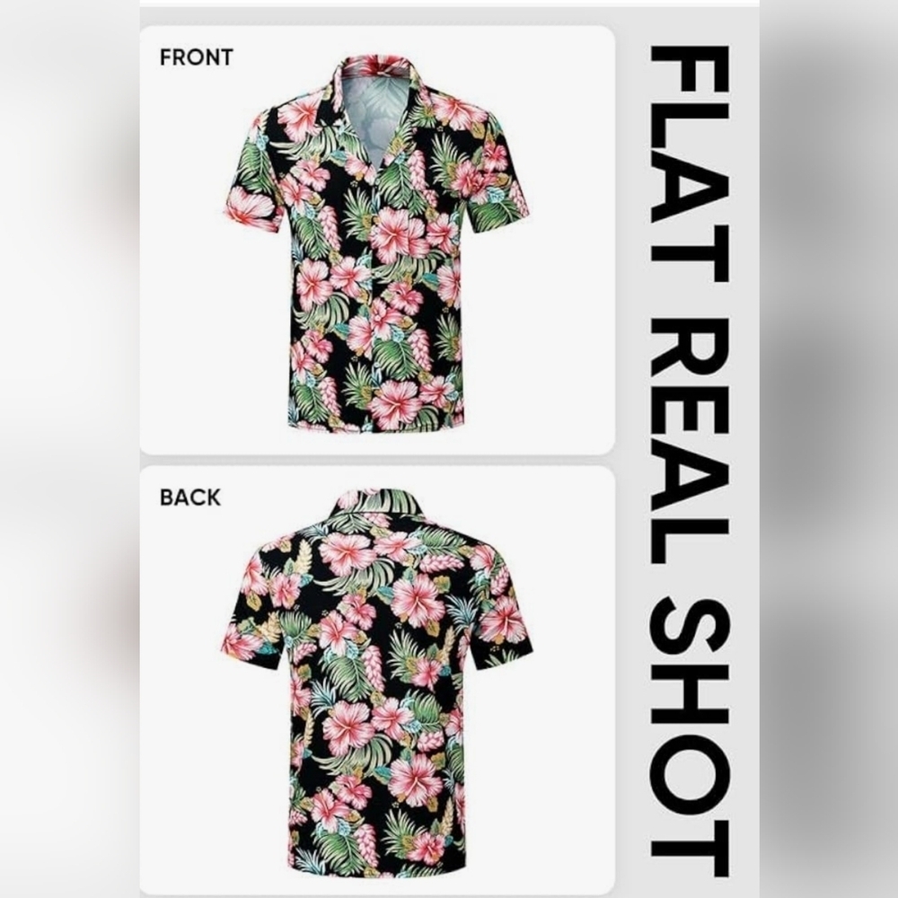 NWT JMIEER Mens 2XL Floral Hawaiian Shirt - Picture 4 of 7
